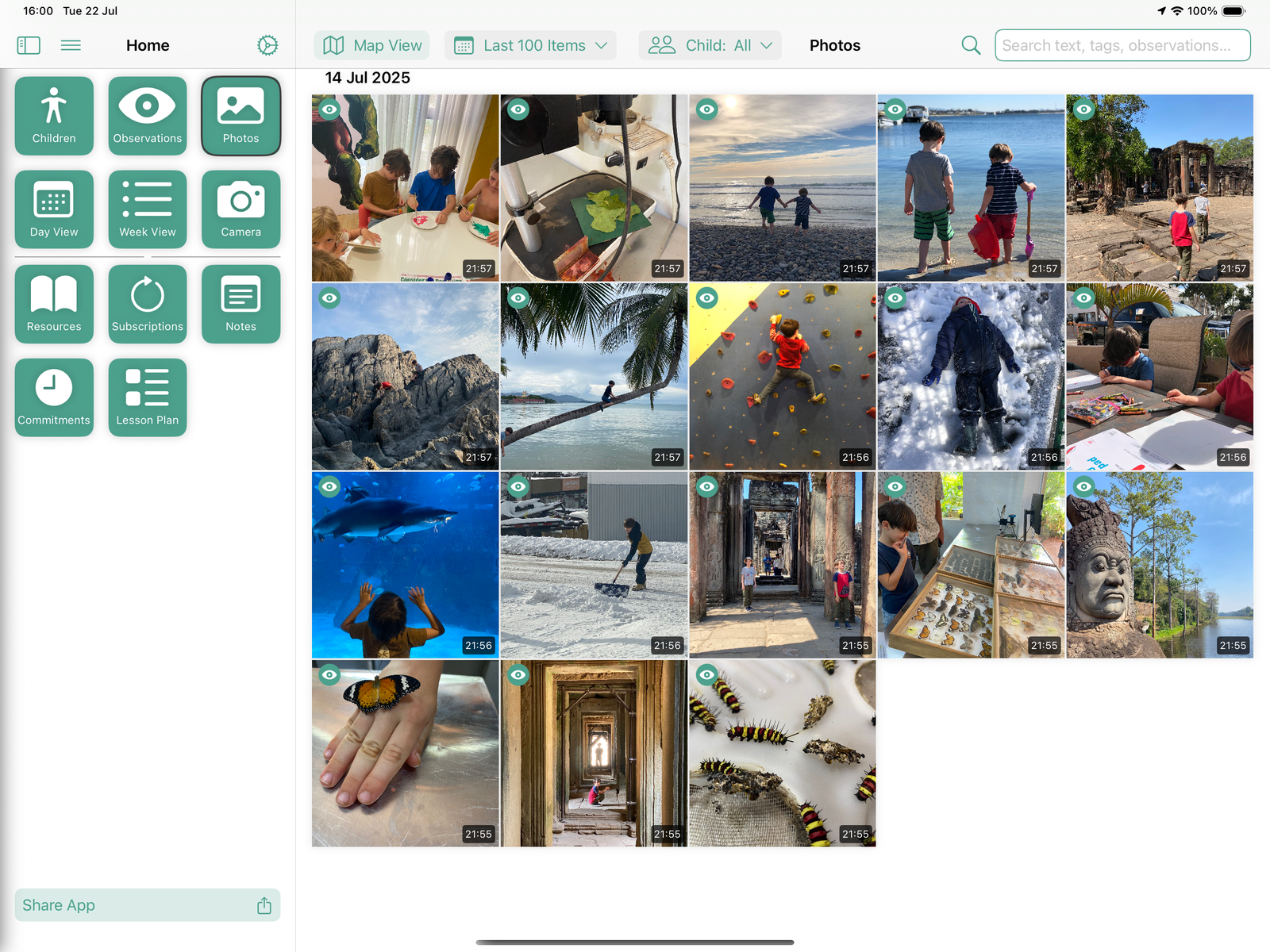 Photos grid – recent learning photos